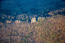 Aerial view of Jungturm Castle Ruins in Leinsweiler in the state Rhineland-Palatinate, Germany