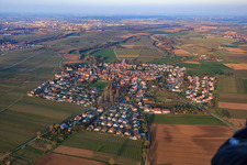 Aerial photograpy of Village view from the west in the district Mörzheim in Landau in der Pfalz in the state Rhineland-Palatinate, Germany