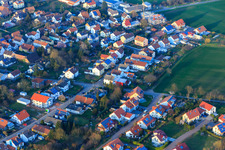 Aerial photograpy of Jakob-Becker-Straße in the district Mörzheim in Landau in der Pfalz in the state Rhineland-Palatinate, Germany