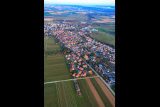 Aerial photograpy of Main Street from the West in Insheim in the state Rhineland-Palatinate, Germany