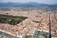 Viareggio in the state Lucca, Italy seen from a drone