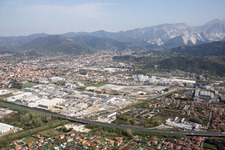 Aerial view of Avenza in the state Tuscany, Italy