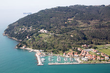 Aerial view of Fiumaretta di Ameglia in the state Liguria, Italy