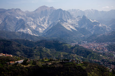 Carrara in the state Massa-Carrara, Italy seen from above