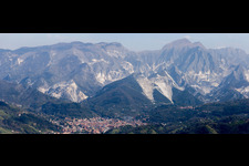 Panorama of the quarries for the extraction and mining of marble in Carrara in the state Massa-Carrara, Italy