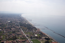 Avenza in the state Tuscany, Italy seen from above