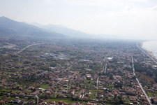 Bird's eye view of Avenza in the state Tuscany, Italy