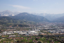 Avenza in the state Tuscany, Italy from a drone