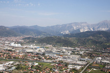 Aerial photograpy of Avenza in the state Tuscany, Italy