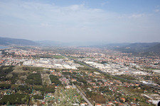 Avenza in the state Tuscany, Italy seen from above