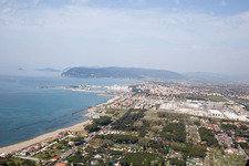 Bird's eye view of Avenza in the state Tuscany, Italy