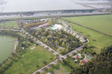Aerial photograpy of Comacchio, Lido di Volano in Lido di Volano in the state Emilia Romagna, Italy