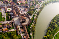 Castle towers at Castle Castle of Robinie Castello di Mesola - Delizia Estense at the Po river in Mesola in Emilia-Romagna, Italy