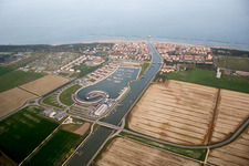 Oblique view of Casalborsetti in the state Emilia Romagna, Italy