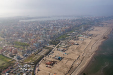 Aerial photograpy of Sottomarina di Chioggia in Chioggia in the state Metropolitanstadt Venedig, Italy