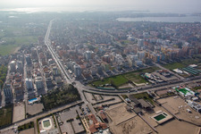 Sottomarina di Chioggia in Chioggia in the state Metropolitanstadt Venedig, Italy from above