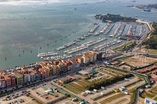 Oblique view of Chioggia in the state Metropolitanstadt Venedig, Italy