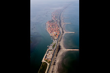 Aerial view of Settlement area in the district Pellestrina in Venedig in Venetien, Italy