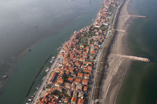 Settlement area in the district Pellestrina in Venedig in Venetien, Italy viewn from the air