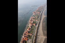 Aerial view of Settlement area in the district Pellestrina in Venedig in Venetien, Italy