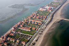 Aerial photograpy of Townscape on the seacoast of Mediterranean Sea in San Vito in Veneto, Italy
