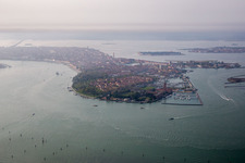 Oblique view of Fossone d'Adige in the state Veneto, Italy