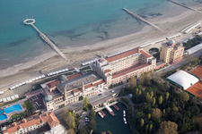 Aerial view of Venice Lido, Casino in Venezia in the state Veneto, Italy
