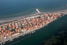 Aerial photograpy of Townscape on the seacoast of Mediterranean Sea in San Vito in Veneto, Italy