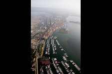 Drone recording of Sottomarina in Faro in the state Veneto, Italy