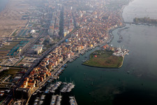 Aerial view of Water surface at the seaside Mediterranean Sea in Chioggia in Veneto, Italy