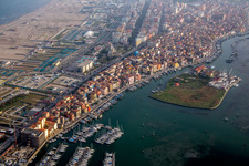Sottomarina in Faro in the state Veneto, Italy from the drone perspective