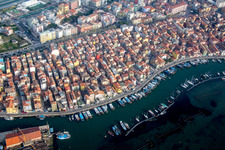 Drone recording of Chioggia in the state Metropolitanstadt Venedig, Italy