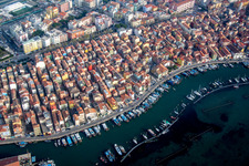 Drone image of Chioggia in the state Metropolitanstadt Venedig, Italy