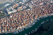 Chioggia in the state Metropolitanstadt Venedig, Italy from the drone perspective