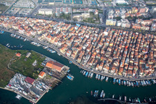 Chioggia in the state Metropolitanstadt Venedig, Italy seen from a drone