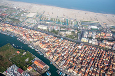 Aerial view of Chioggia in the state Metropolitanstadt Venedig, Italy