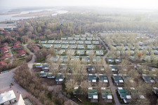 Aerial view of Isola Vercde, Camping Isamar in the district Isola Verde in Chioggia in the state Metropolitanstadt Venedig, Italy