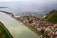 Village on the river bank areas of the mouth of the Po river in Gorino in Emilia-Romagna, Italy