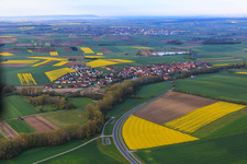 Village on the Unkenbach from the north in the district Mönchstockheim in Sulzheim in the state Bavaria, Germany