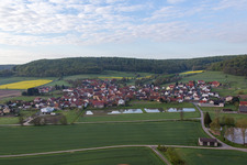 Agricultural fields and farmland in the district Geusfeld in Rauhenebrach in the state Bavaria, Germany