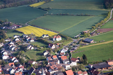 Aerial view of District Theinheim in Rauhenebrach in the state Bavaria, Germany