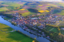 Village view on the banks of the Main from the north in Wipfeld in the state Bavaria, Germany
