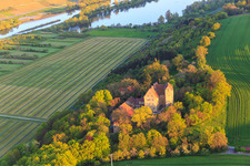 Aerial view of Klingenberg Castle in Wipfeld in the state Bavaria, Germany