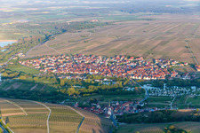 Aerial photograpy of District Escherndorf in Volkach in the state Bavaria, Germany