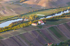 Aerial photograpy of Vogelsburg in the district Escherndorf in Volkach in the state Bavaria, Germany