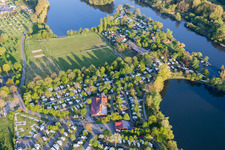 Camping Katzenkopf with caravans and tents in Sommerach in the state Bavaria, Germany