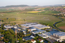 Oblique view of Etwashausen, industrial area in Kitzingen in the state Bavaria, Germany