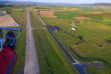 Aerial view of Runway of airport Kitzingen - EDGY in the district Hoheim in Kitzingen in the state Bavaria, Germany