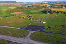 Aerial photograpy of Runway of airport Kitzingen - EDGY in the district Hoheim in Kitzingen in the state Bavaria, Germany