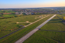 Oblique view of Runway of airport Kitzingen - EDGY in the district Hoheim in Kitzingen in the state Bavaria, Germany